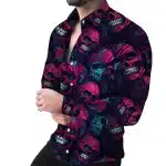 Infected Acid Skull Horror Men's Long Sleeve Dress Shirt