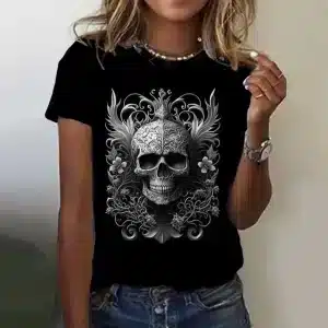 Intricate Baroque Floral Skull Gothic Women's T-Shirt