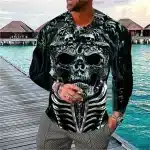 Intricate Dark Skull Warrior Armor Men’s Long Sleeve T-Shirt