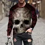 Intricate Gothic Dragon Art Skull Men’s Long Sleeve T-Shirt