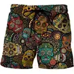 Intricate Sugar Skulls Calavera Fiesta Pattern Swim Trunks