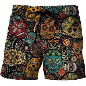 Intricate Sugar Skulls Calavera Fiesta Pattern Swim Trunks