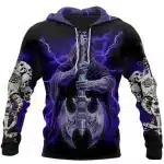 Lightning Grim Reaper Skeleton Guitar Gothic Men’s Hoodie