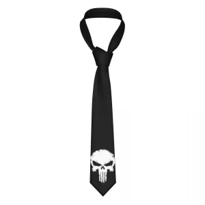 Marvel The Punisher Skull Icon Graphic Black Men's Necktie