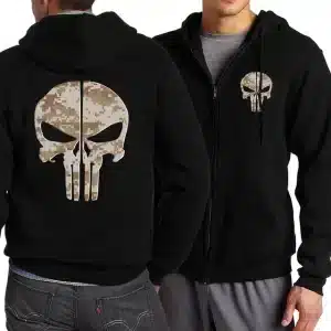 Marvel's The Punisher Camouflage Skull Men’s Zip-Up Hoodie