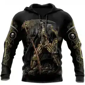 Mechanical Gear Reaper Skeleton Dope Black Men’s Hoodie