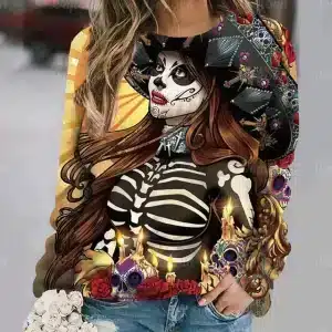 Mexican Catrina Sugar Skull Candles Women's Sweatshirt