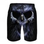 Midnight Dual Scythe Grim Reaper Skeleton Men’s Shorts