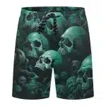 Midnight Horror Green Skull Swarm Men's Shorts