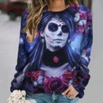 Midnight Rose Skeleton Sugar Skull Art Women's Sweatshirt