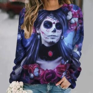 Midnight Rose Skeleton Sugar Skull Art Women's Sweatshirt