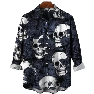 Men's Skull & Skeleton Long Sleeve Dress Shirts