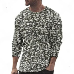 Mini Gothic Skull Cartoon Pattern Men’s Long Sleeve T-Shirt