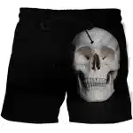 Minimalistic Hollow Skull Icon Black Swim Trunks