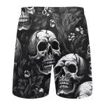 Monochrome Dark Floral Skull Garden Gothic Swim Trunks