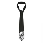 Monochrome Mushroom & Skulls Gothic Art Men's Necktie