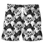 Monochrome Tribal Skull Leaves Pattern Men’s Shorts