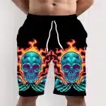 Monster Flame Inferno Skull Hand Graphic Swim Trunks