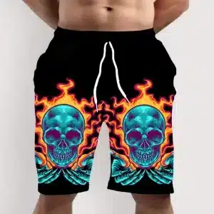 Monster Flame Inferno Skull Hand Graphic Swim Trunks