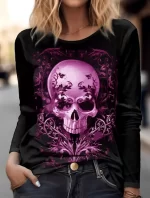 Mystic Vine Skull Gothic Women’s Long Sleeve T-Shirt