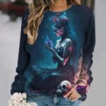 Mystical Goddess Gothic Rose Skull Women's Sweatshirt