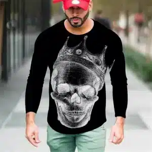 Negative X-Ray Crowned Skull Men’s Long Sleeve T-Shirt