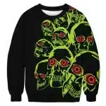 Neon Cluster Psychedelic Red-Eye Skull Men’s Sweatshirt