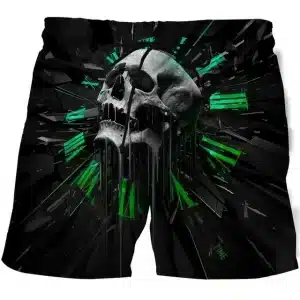 Neon Cyber Time Skull Explosion Drip Black Men’s Shorts