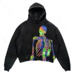 Neon Glow X-Ray Skeleton Black Gothic Women's Hoodie