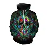 Neon Psychedelic Skull Paint Pattern Gothic Men's Hoodie