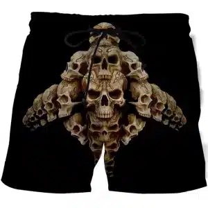 Old Tribal Skulls Pyramid Design Black Men's Shorts