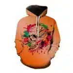 Orange Splatter Skull Gothic Sketch Art Men's Hoodie