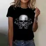 Ornate Flower Cracked Skull Gothic Women's T-Shirt