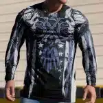 Patriotic USA Skull Flag Grunge Men’s Long Sleeve T-Shirt