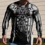 Patriotic USA Skull Flag Grunge Men’s Long Sleeve T-Shirt