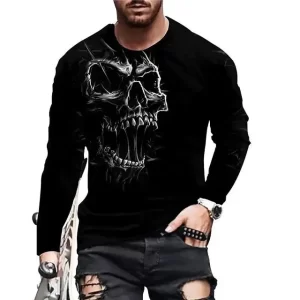 Phantom Skull Screaming Black Men’s Long Sleeve T-Shirt