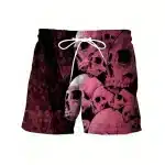 Pink Skull Cluster Grunge Art Horror Swim Trunks