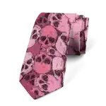 Pink Skull Heart-Eyed Grunge Sketch Pattern Men's Tie