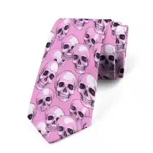 Pink Skull Icons Graphic Pattern Formal Necktie