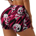 Pink Zebra Skull Star Crossbones Women’s Yoga Shorts