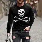 Pirate Skull Crossbones Black Men’s Long Sleeve T-Shirt