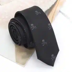 Pirate Skull Crossbones Embossed Pattern Black Men's Tie