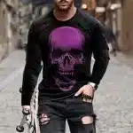 Poisoned Purple Skull Hologram Men’s Long Sleeve T-Shirt