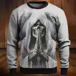 Praying Grim Reaper Skeleton Mist Gray Men’s Sweatshirt