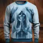 Praying Grim Reaper Skeleton Mist Gray Men’s Sweatshirt