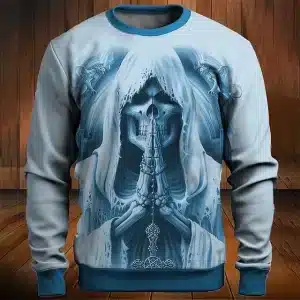 Praying Grim Reaper Skeleton Mist Gray Men’s Sweatshirt