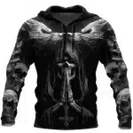 Praying Grim Reaper Skull Angel Wings Black Men’s Hoodie