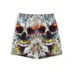 Psychedelic Abstract Skull Art Swirl Graphic Men's Shorts