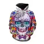 Psychedelic Garden Bowtie Skull Graphic Men's Hoodie