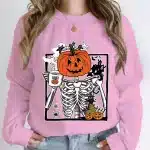 Pumpkin Skeleton Coffee Halloween Women's Sweatshirt